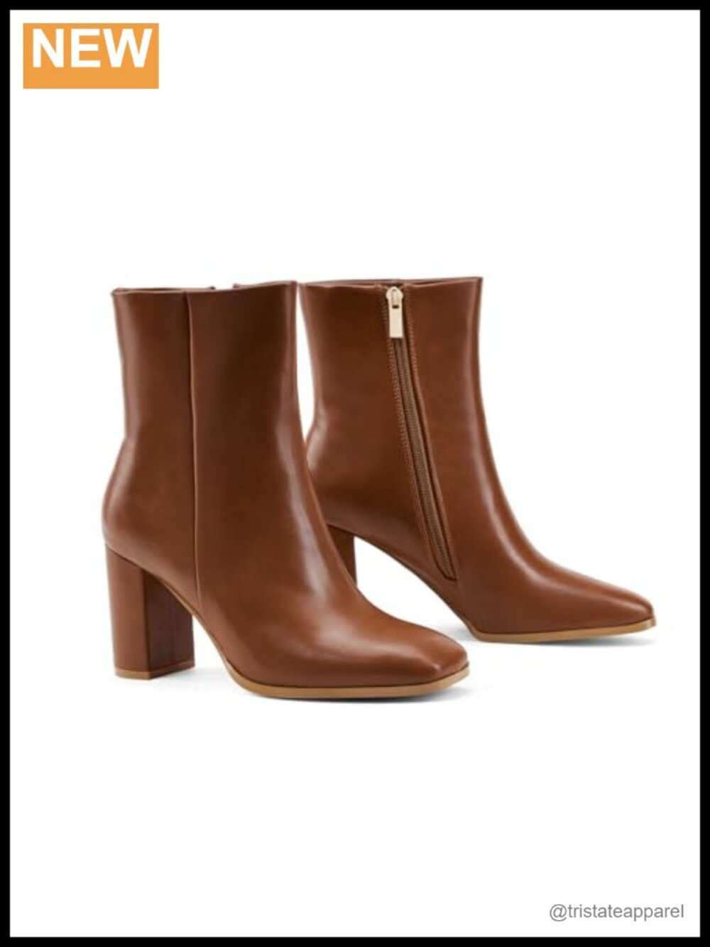 Women's Faux Leather Ankle Boots Square Toe Chunky Block Heel Side Zip Booties